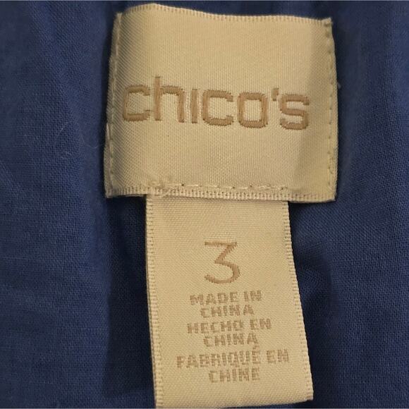 Chico's Off Shoulder Bell Sleeve Cutout Floral Royal Blue Shirt Size 3 XL - Picture 11 of 11